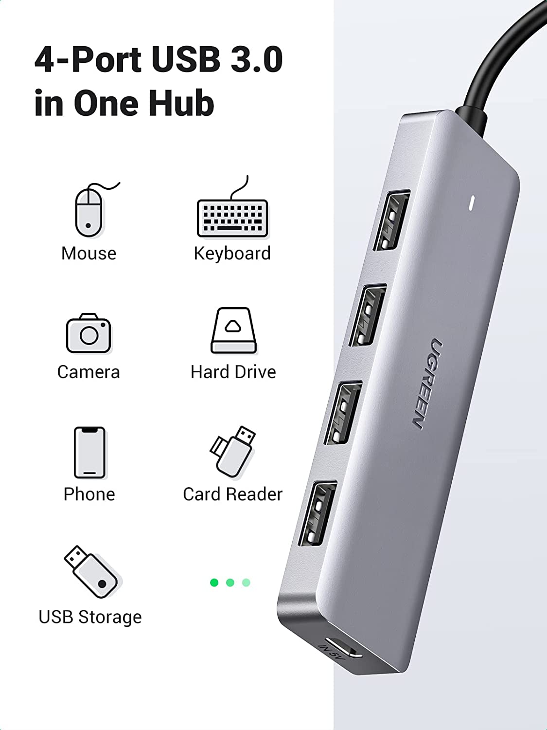 USB-C-hubb med 4 portar - USB-C till 1x USB-C och 3x USB-A - USB 3.0-hubb -  5Gbps